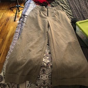 Plaid wide bottom pants